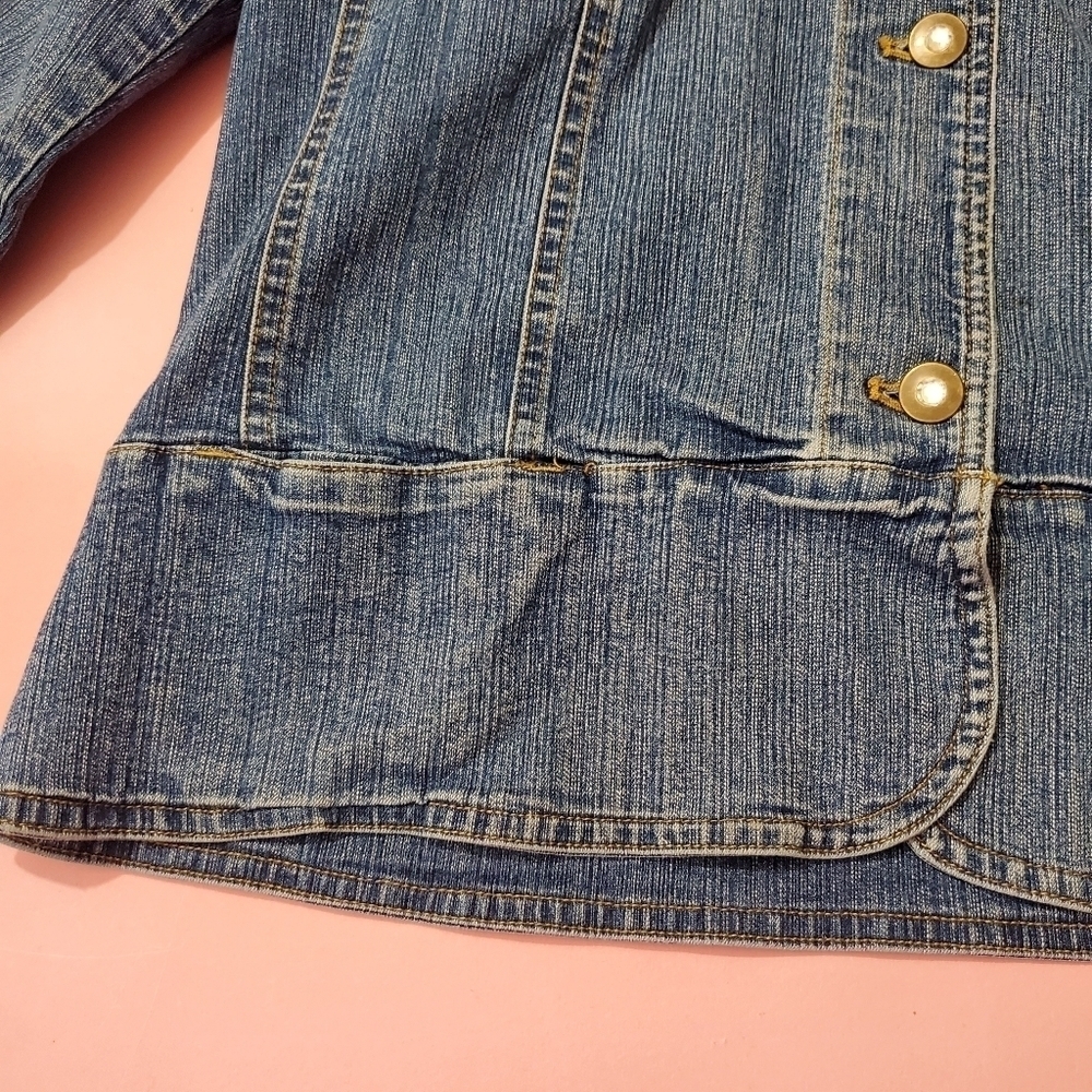 Vintage 2000s Y2k 00s Jean Jacket Rhinestones Bling Erika - Picture 10 of 11